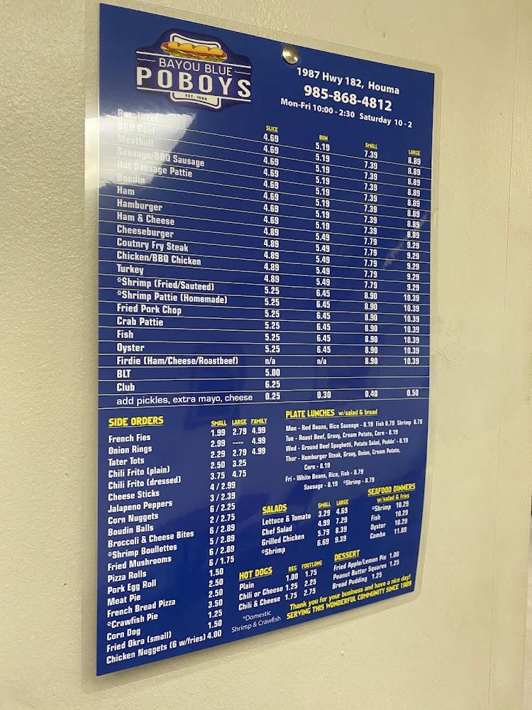 Bayou Blue Po-Boys Menu image 3